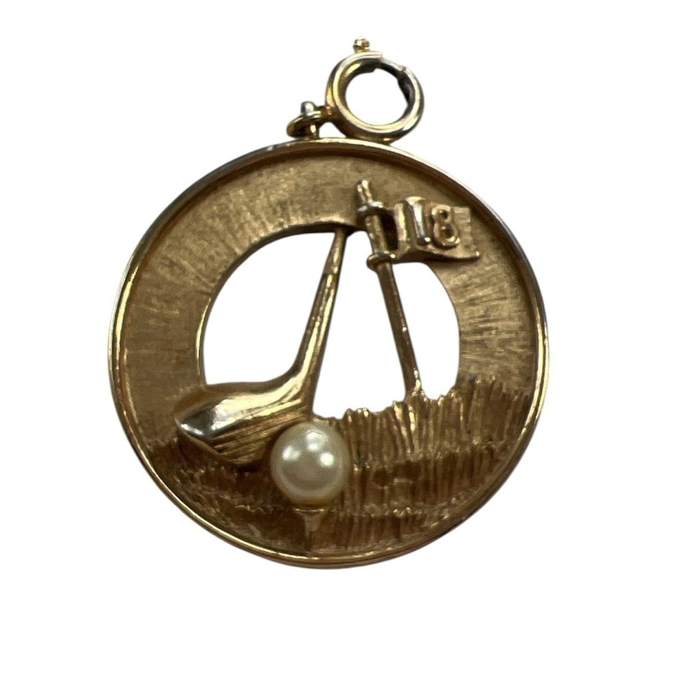 Trifari Golden Necklace Charm Golf Theme Costume Jewelry 2” 11g